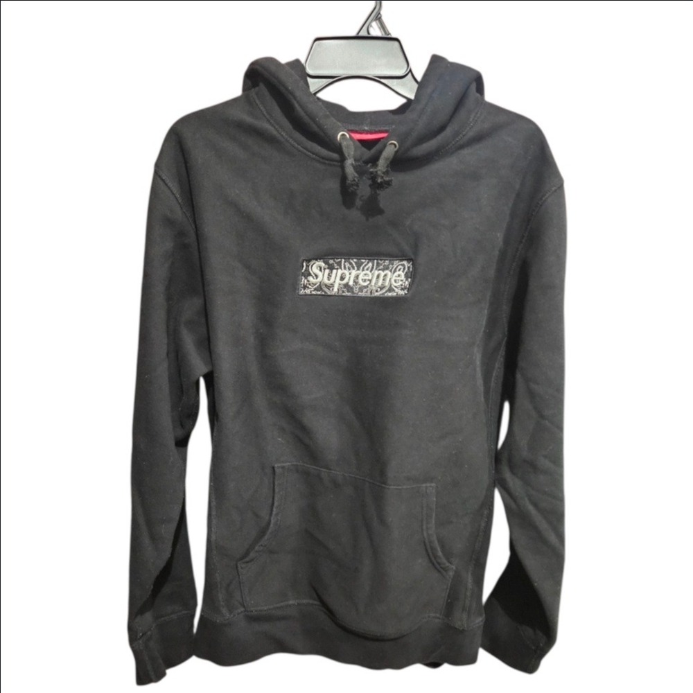 Supreme Bandana Box Logo Hooded Sweatshirt Black Mens Large Bogo Hoodie Pullover